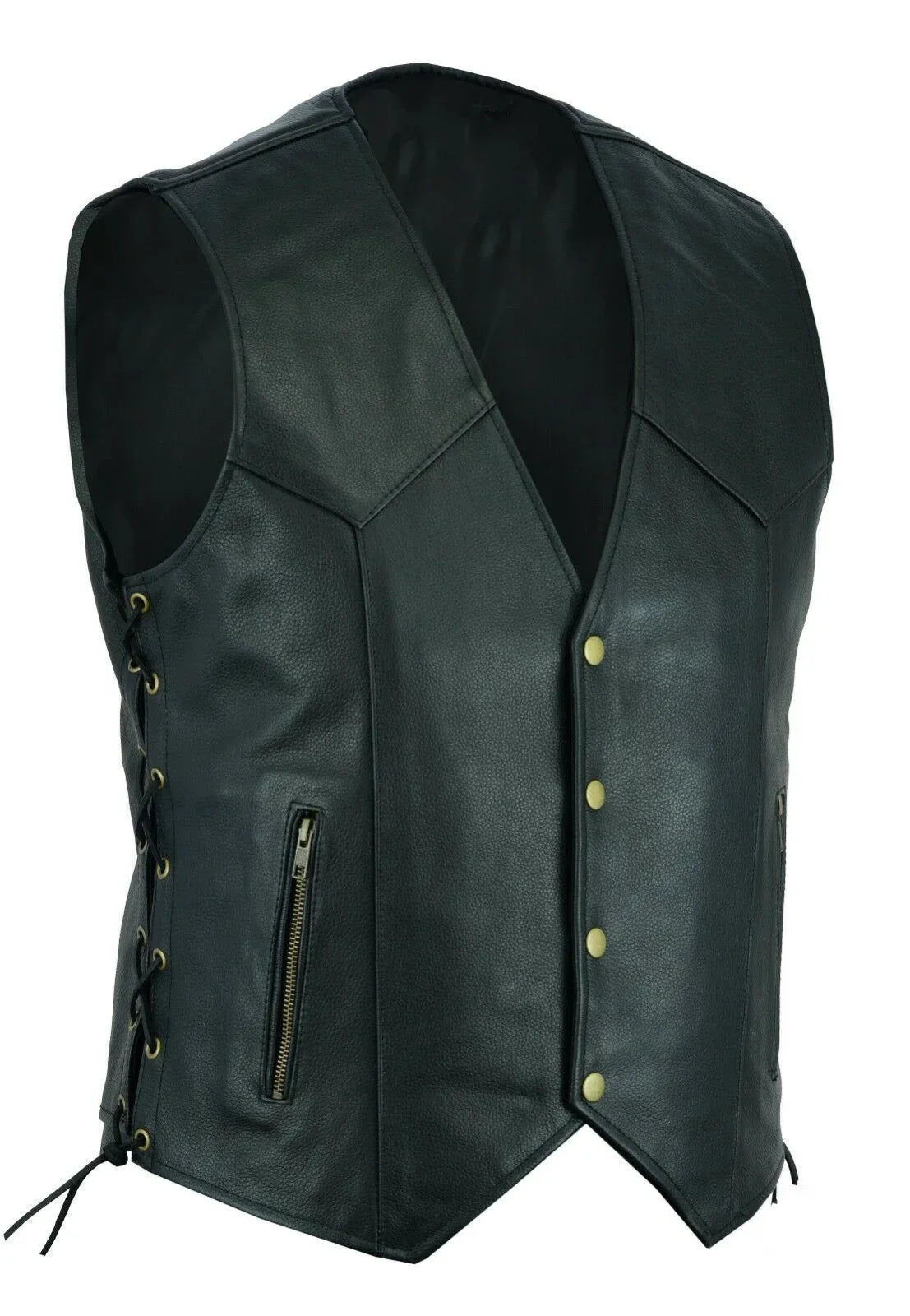 maoxiangshop Vest Leather Punk Fashion Casual Coat Motorcycle Vest Men Solid Vest Fleet