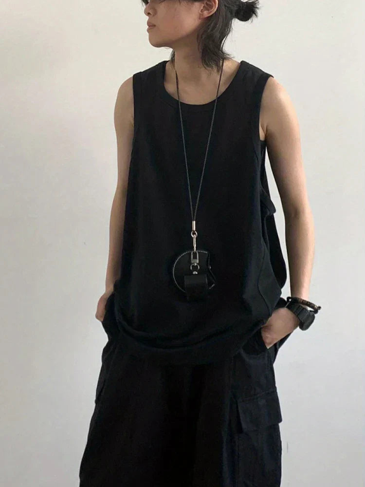 maoxiangshop Sport Men's Tank Tops Gym Hombre Sleeveless Tee Vest Men Streetwear Loose Casual Basketball Brown O-neck Cotton
