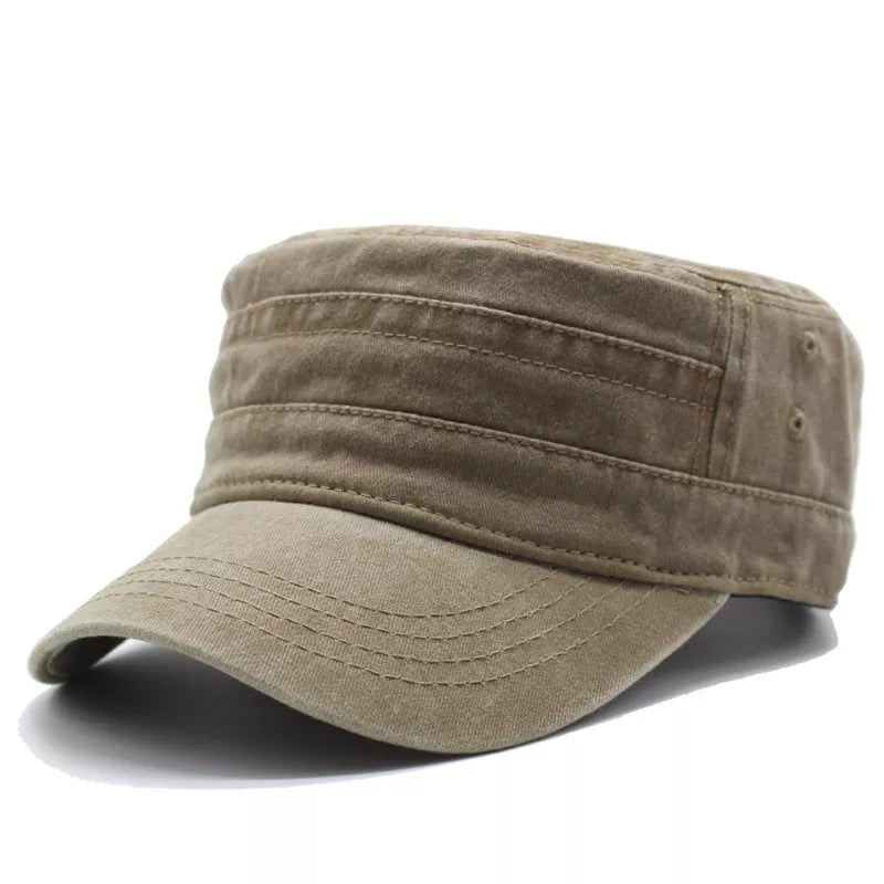 maoxiangshop New Washed Cotton Flat Top Cap Adjustable Outdoor Caps Women Men Retro Hats Man Cap