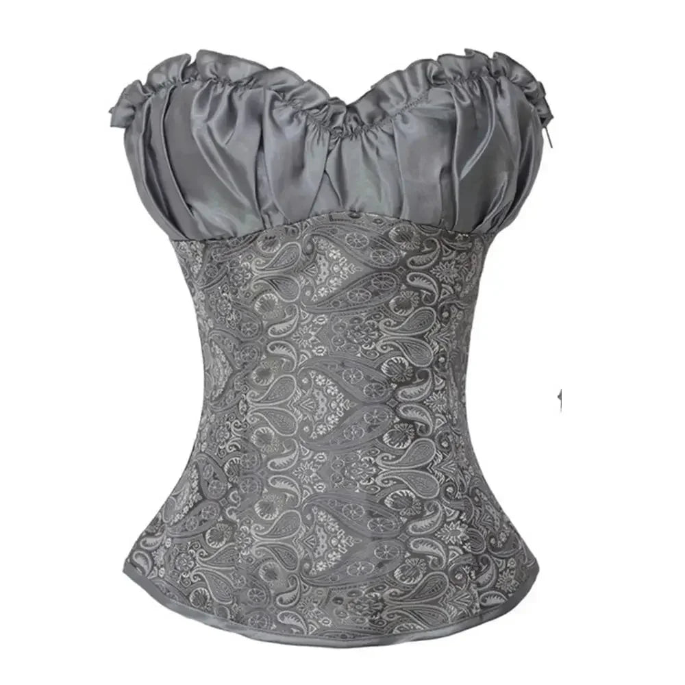 maoxiangshop - Gothic Corsets for Women Top Wedding Renaissance Satin Padded Korsett Plus Size Zip Medieval Carnival Party Clubwear Costumes