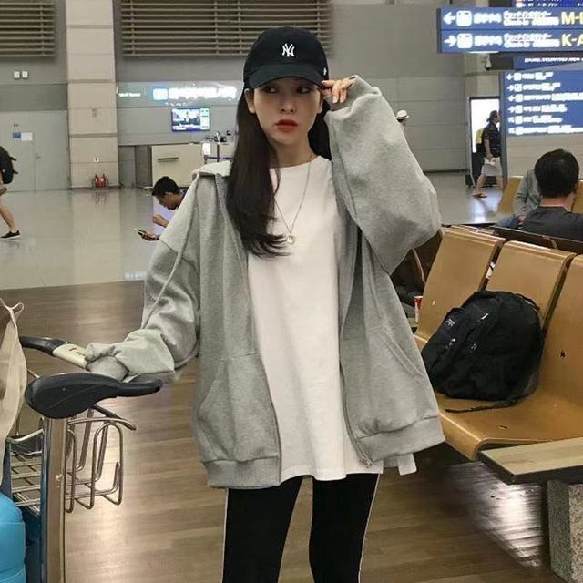 Oversized Hoodie Embroidery Loose Casual Winter hoodie Women's Autumn and Winter Fleece Warm Zipper Hooded Cardigan Top Coat