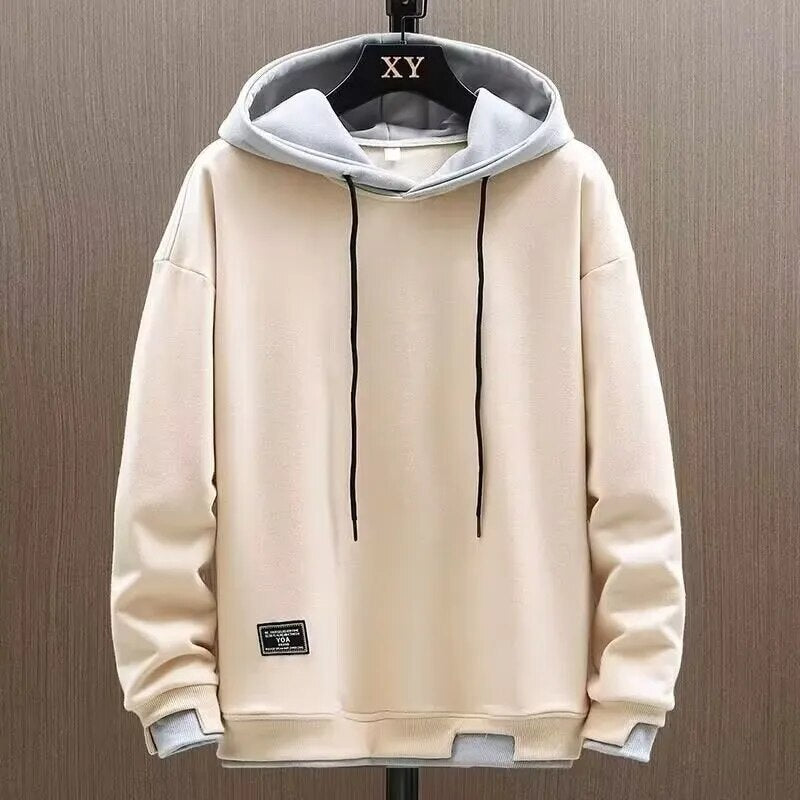 maoxiangshop Autumn Men Hoodies High Street Pullover Long Sleeve Patchwork Sweatshirt Men Fashion Streetwear Hoodie Harajuku