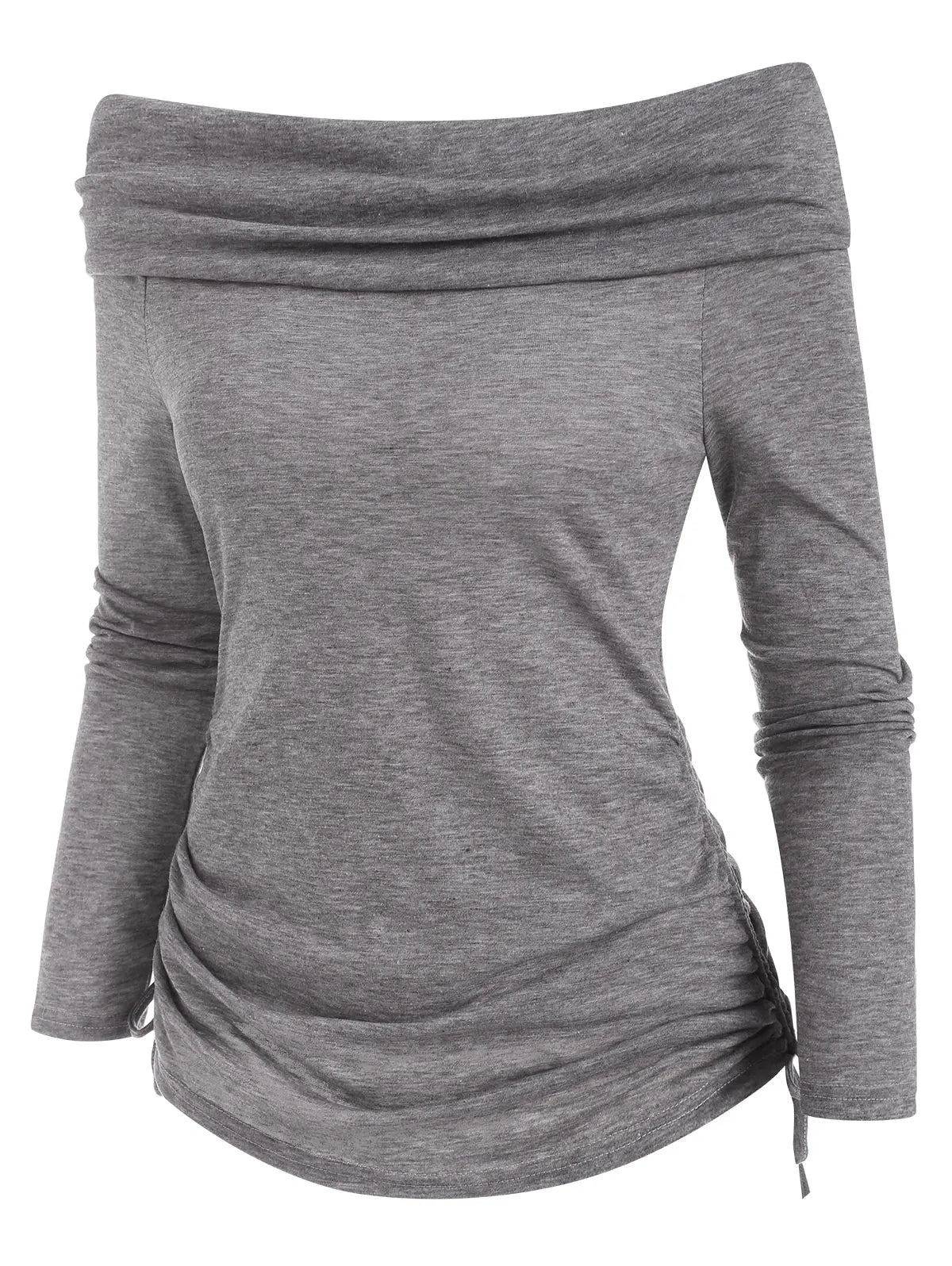 maoxiangshop Early Autumn Ruched Off The Shoulder Tops Slim Tee Off Shoulder Tops Women Off The Shoulder T-Shirts
