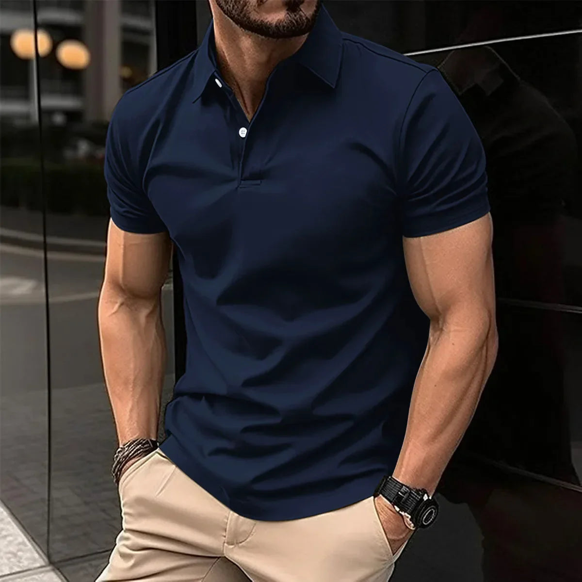 maoxiangshop 2024 Summer Best-Selling Men's Polo Shirt Lapel Printed Men's Clothing Stripes Polo Shirt Casual Sports Men's Shirt