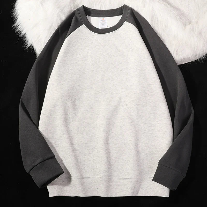 maoxiangshop 2024 Spring Autumn New Men Casual Sweatshirts Harajuku Loose Streetwear Tops O Neck Pullover Hoody Solid Mens Sweatshirts M-3XL