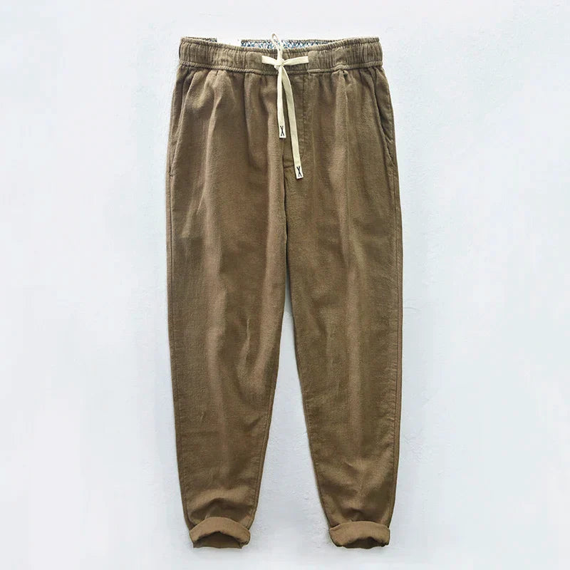 maoxiangshop 7 Colors Men's Cotton Linen Pants Male Spring Summer Casual Solid Color Thin Linen Cargo Trousers Streetwear M-XXXL