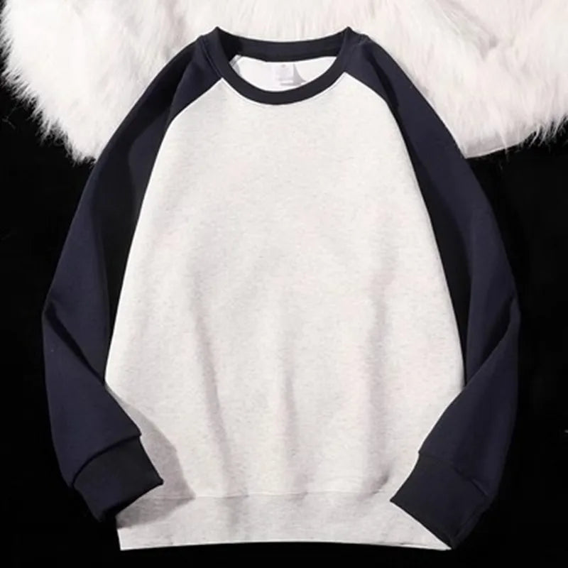 maoxiangshop 2024 Spring Autumn New Men Casual Sweatshirts Harajuku Loose Streetwear Tops O Neck Pullover Hoody Solid Mens Sweatshirts M-3XL