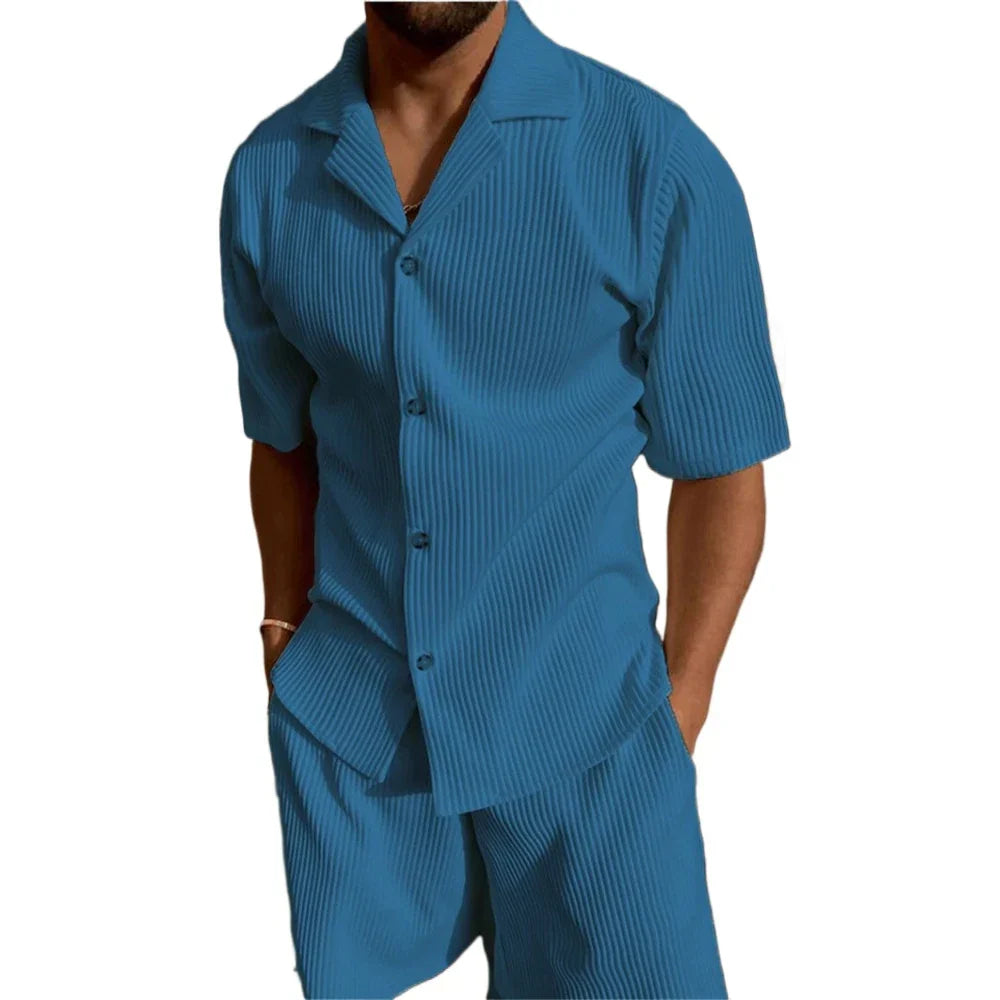 maoxiangshop Summer Mens Solid Color Tracksuit Shorts Sleeve V-neck T Shirt Beach Sweatpants Breathable Mens Shorts Lightweight Sweatwear