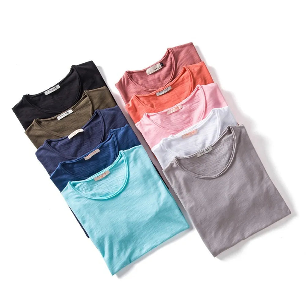 maoxiangshop Men T-shirt V-neck Fashion Design Slim Fit Soild T-shirts Male Tops Tees Short Sleeve T Shirt For Men