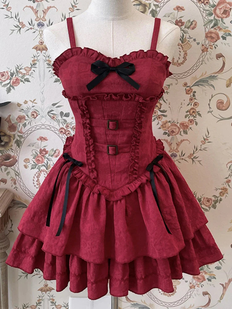 maoxiangshop - Lolita Hunter Dark Gothic Waist Slimming Halter Dress
