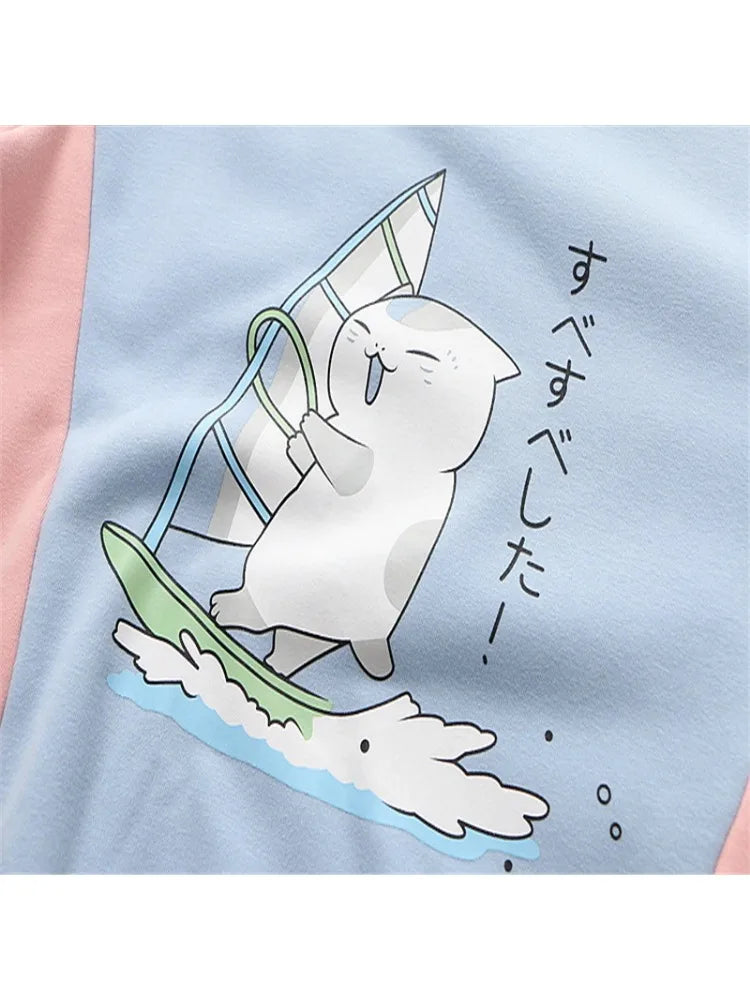Fleece Plus Velvet Hoodies Sweatshirts For Teen Girls Cartoon Print O-neck Winter Thick Cute Pullover Tracksuits