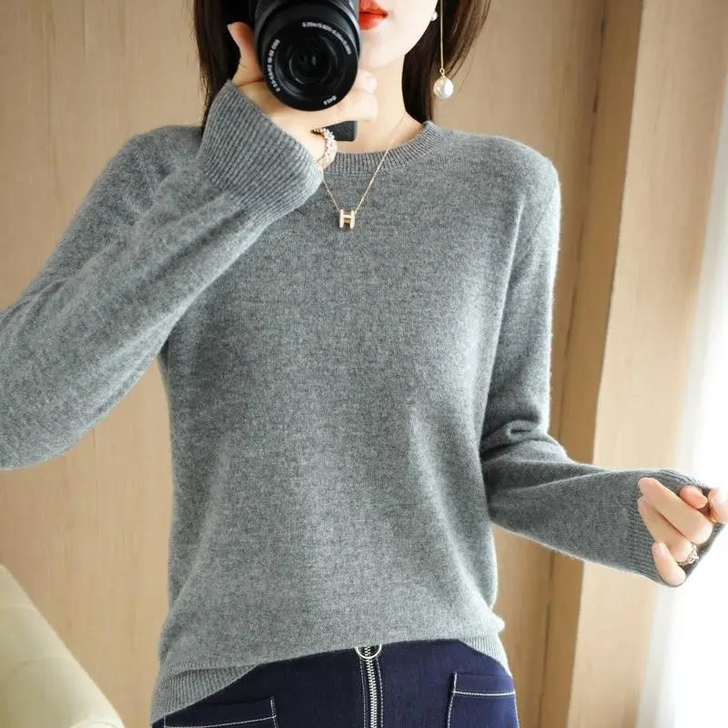 maoxiangshop Women Sweater Spring Autumn Long Sleeve O-neck Pullovers Warm Bottoming Shirts Korean Fashion Sweater Knitwear Soft Jumpers