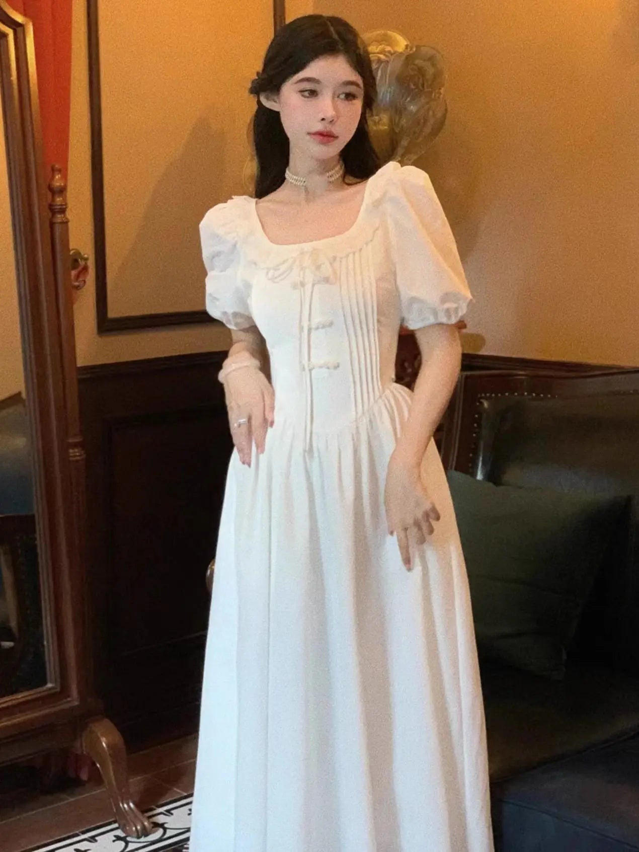 Women Summer Elegant Party Dress French Vintage Ruffles Ladies Robe Fashion Female Sexy Clothes