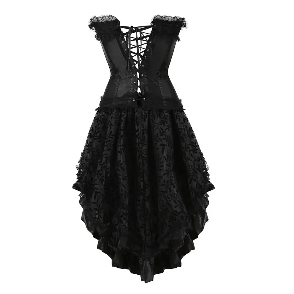 maoxiangshop - Corset Dress Steampunk Push Up Korsage Sexy Slimming Padded Corsetto Vintage Bustiers with Skirt Dance Party Costumes