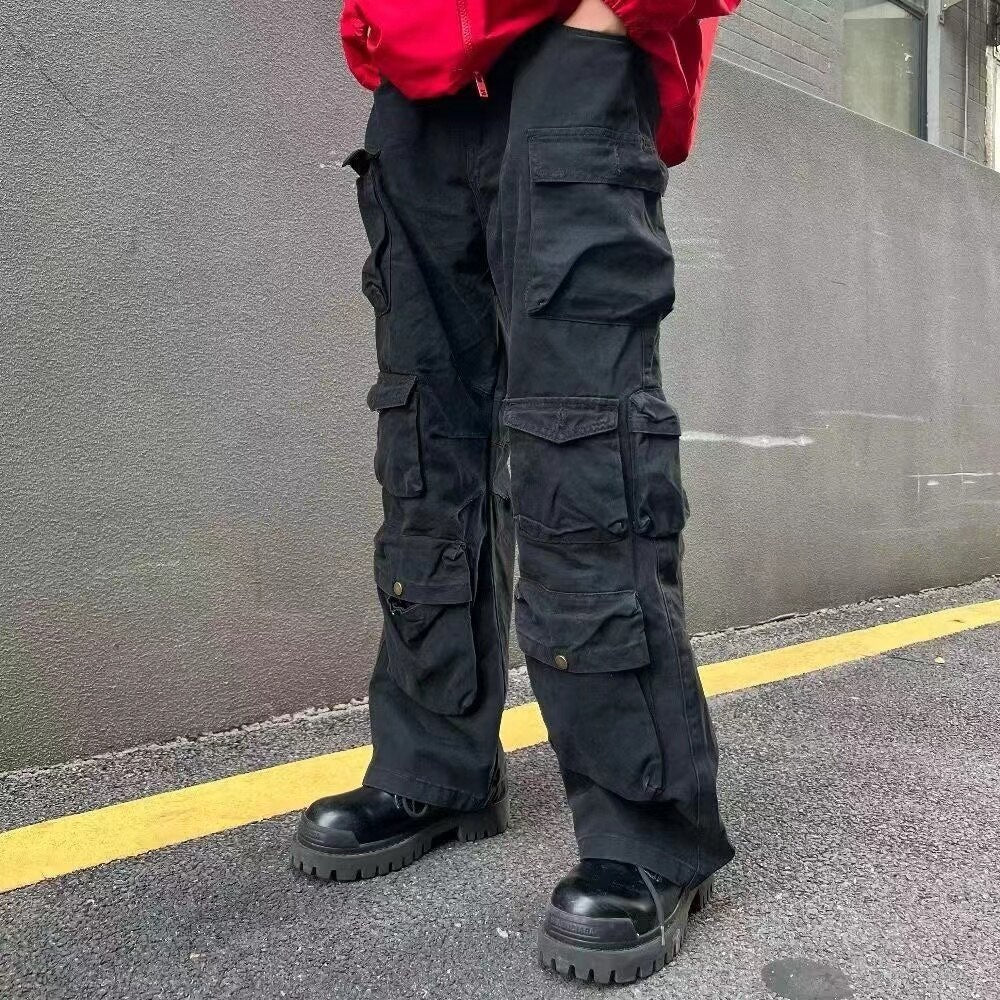 maoxiangshopY2K Man Streetwear Techwear Cargo Korean Harajuku Straight Casual Pants for Men Sweatpants Wide Leg Joggers Trousers Clothes ins