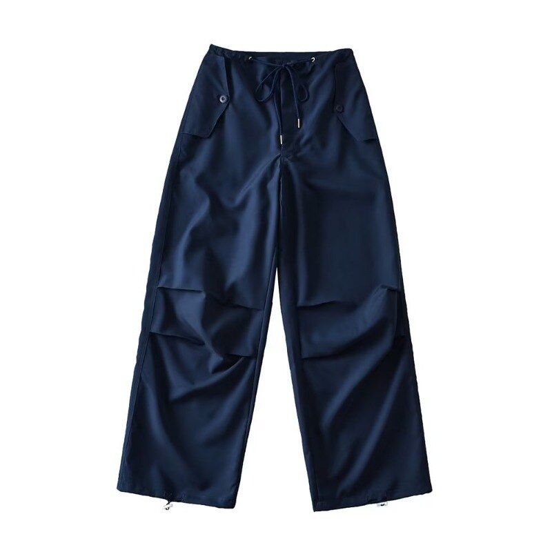Thin style loose cargo pants women's high waist casual paper bag pants lace-up trousers 2023 summer new cargo pants for women