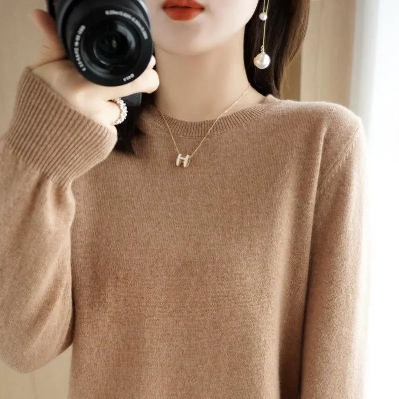 maoxiangshop Women Sweater Spring Autumn Long Sleeve O-neck Pullovers Warm Bottoming Shirts Korean Fashion Sweater Knitwear Soft Jumpers