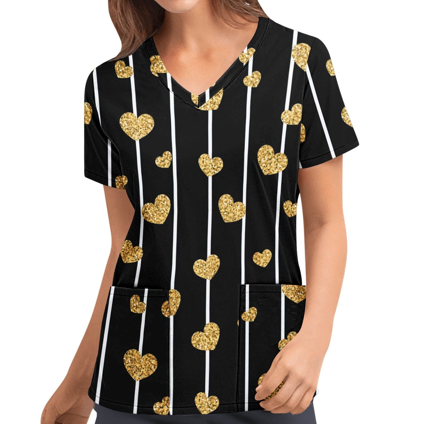 maoxiangshop Cute Cartoon Animals Print Christmas Nursing Scrubs Women Tops Short Sleeve pet salon Work Uniform Blouse Costume Shirts Female