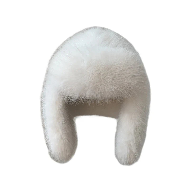 maoxiangshop - 2024 Winter Women Fluffy Furry Faux Fox Fur Bomber Hats Flaps Luxury Vintage Y2k Girls Warm Earflap Snow Ski Hat Caps Russian