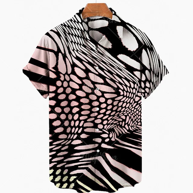 maoxiangshop Short Sleeve Leopard Men's Shirts For Man Clothing Hawaiian Fashion 3D Print Thin Lapel Floral Casual Oversized Imported Camisa