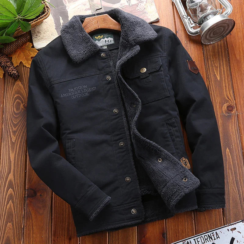 maoxiangshop Thick Down Jacket Top Thick Casual Cotton-padded Men Clothing Men's Cotton Winter Clothes Lapel Warmth Youth Thick Down Jackets