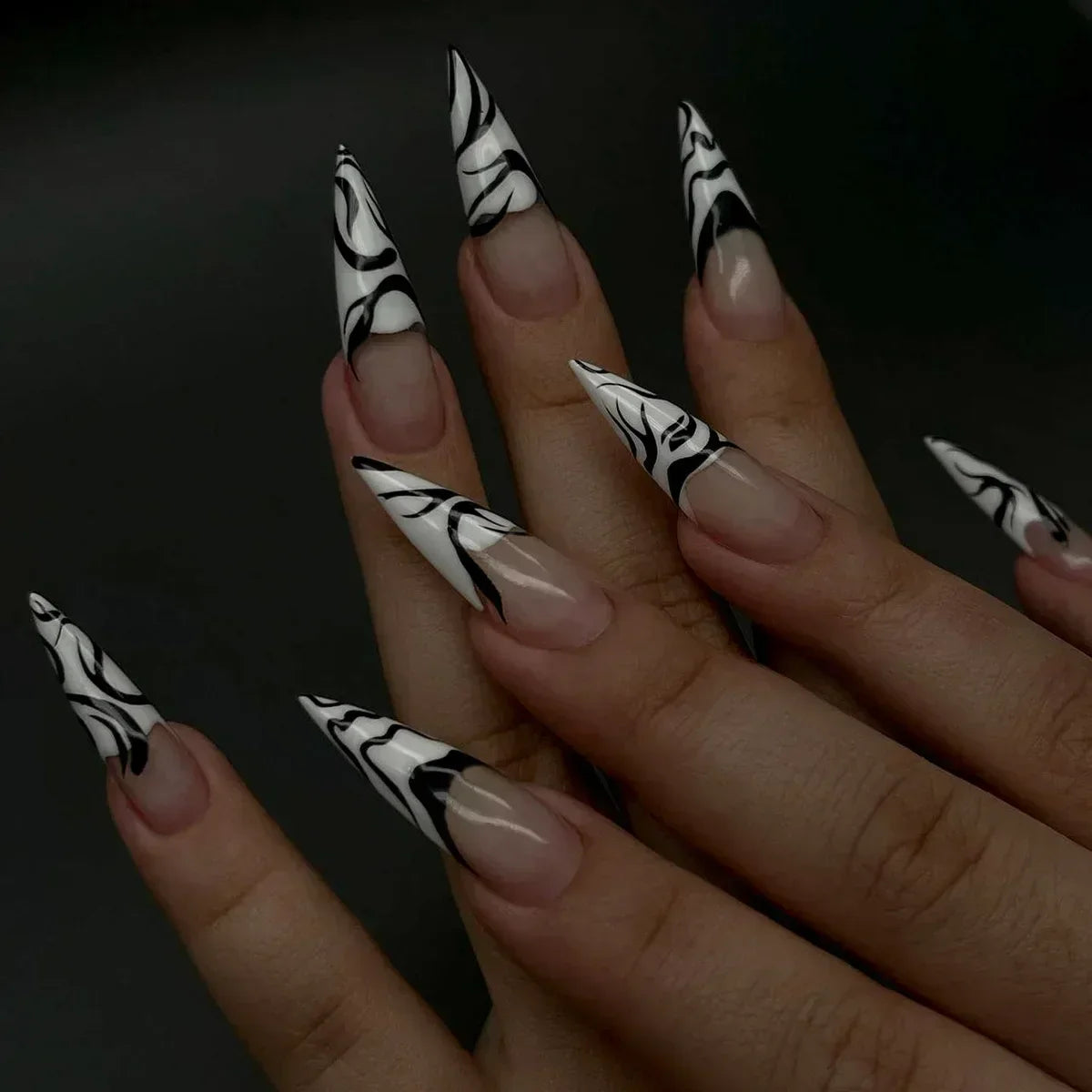 maoxiangshop 24Pcs False Nails With Glue Almond Pink Butterfly Design Detachable Rhinestones Acrylic Fake Nails long stiletto Press On Nails