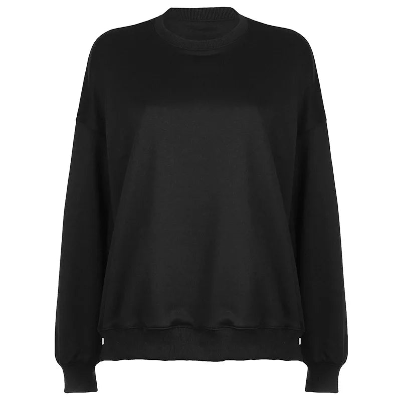 Hoodies Sweatshirts Basic Solid Color Cozy Round Neck Pullovers Long Sleeve Top Fall Winter Clothes Woman P67-CI51