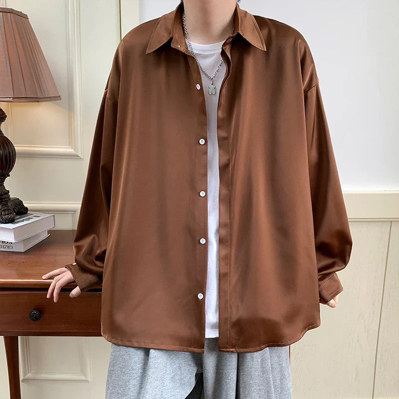 maoxiangshop 2024 Spring Summer Men White Vintage Shirts Mens Harajuku Fashion Oversized Shirt Male Black Casual Streetwear Blouses 5XL