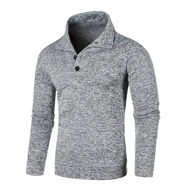 maoxiangshop Sweatwear Long Sleeve Solid Color Turtleneck Men Button Winter Autumn Pullover Warm Sweaters Jumper Slim Fit Casual Sweashirts
