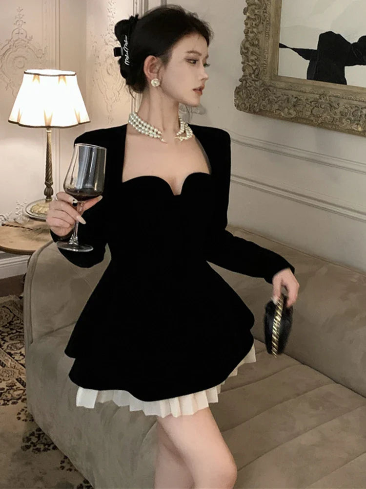 Spring Summer Women Sexy Elegant Mini Black Dresses Evening Prom Party One Piece Clothes New