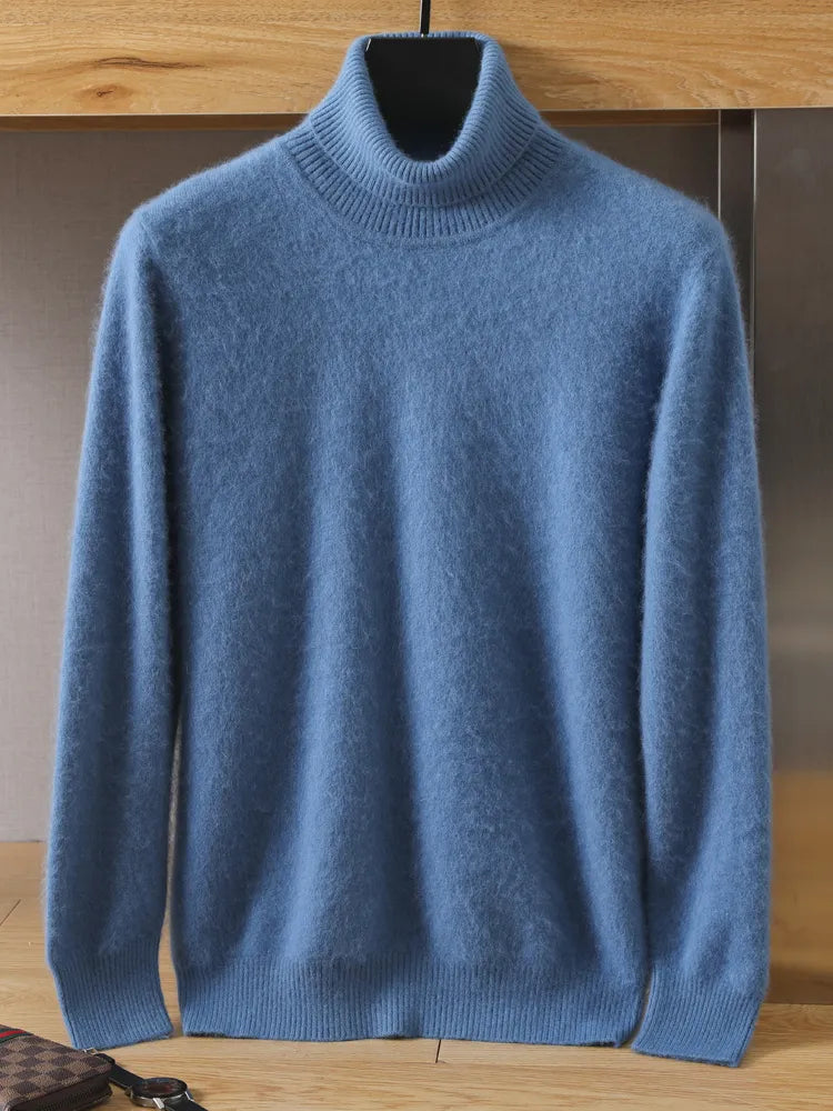 maoxiangshop Men's 100% pure Mink velvet Cashmere Sweater High Lapels Pullovers Knitted Winter New Tops Long Sleeve High-End Jumpers