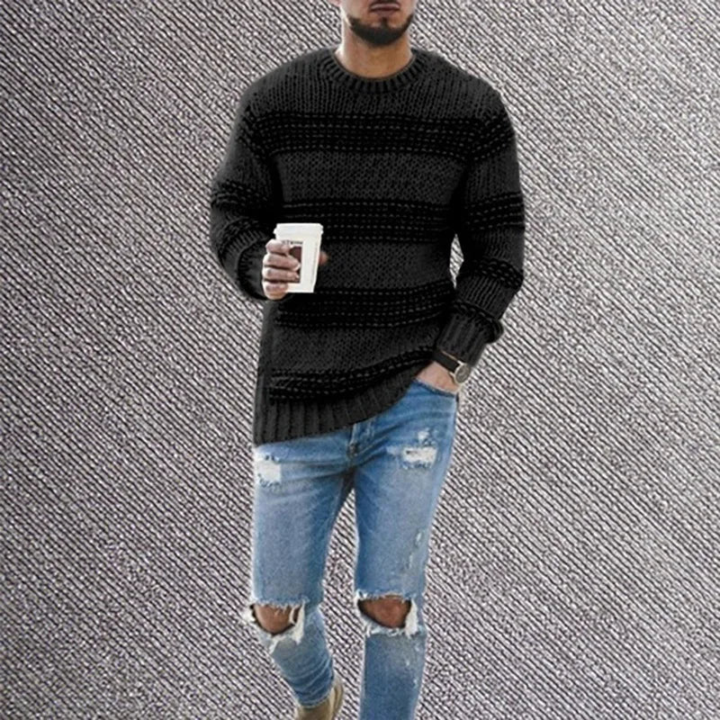 maoxiangshop Male Autumn And Winter Wool Sweater Round Neck Pullover Bottoming Shirt Color Matching All Matching Oversized Winter Coat Men