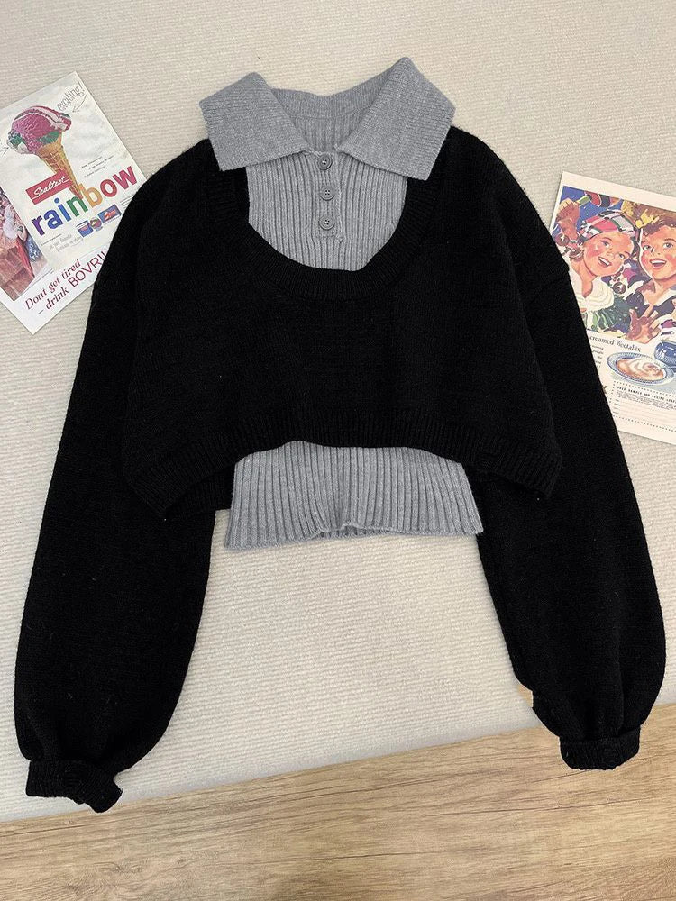 maoxiangshop - New Autumn Women's Knitted Three Pieces Sets Chic Office Ladies Pullover Sweater + High Waist Pleated Skirt Suits
