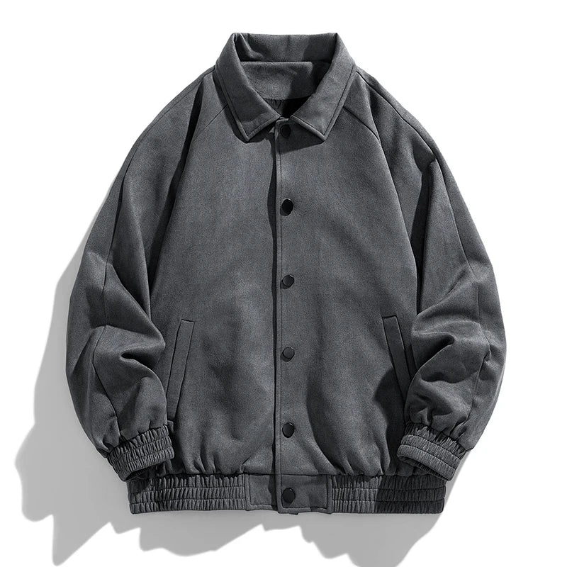 maoxiangshop 2024 New Listing Oversized Aviator Jacket Fashion Casual Suede Flip Lining Slim Quality Men'S Spring And Fall Loose Work Coat
