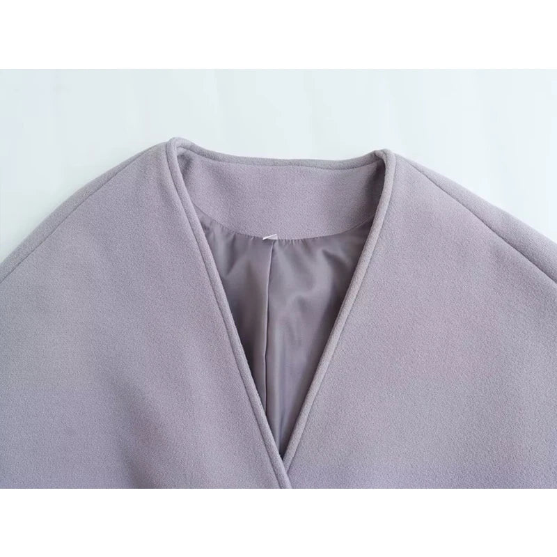 maoxiangshop - Grey Jackets for Women V-Neck Casual Coat Autumn 2024 New Fashion Single Breasted Long Sleeve Female Jacket Outwear