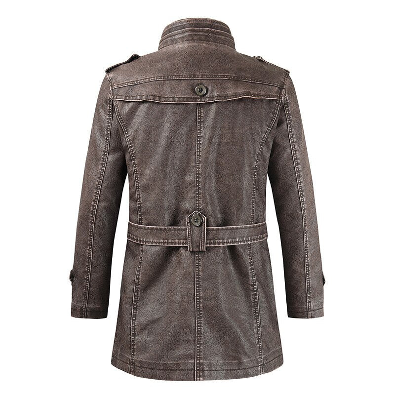 maoxiangshop Faux Leather Jackets Men High Quality Classic Motorcycle Bike Cowboy Jacket Coat Male Plus Velvet Thick Coats L-3XL