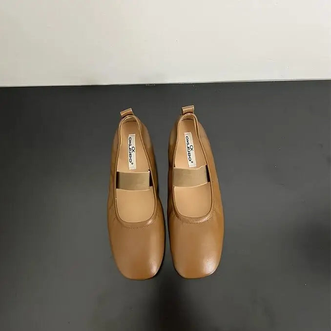 maoxiangshop - Korean Style Mary Jane Shoes Square Toe Women's Shoes PU Ballet Flats Spring/Autumn Flats Women Shoes