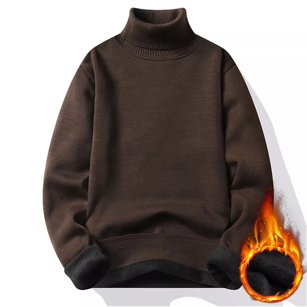 maoxiangshop Autumn Winter Men's Turtleneck Sweater Men's Knitting Pullovers Rollneck Knitted Sweater Warm Men Jumper Slim Fit Casual Sweater