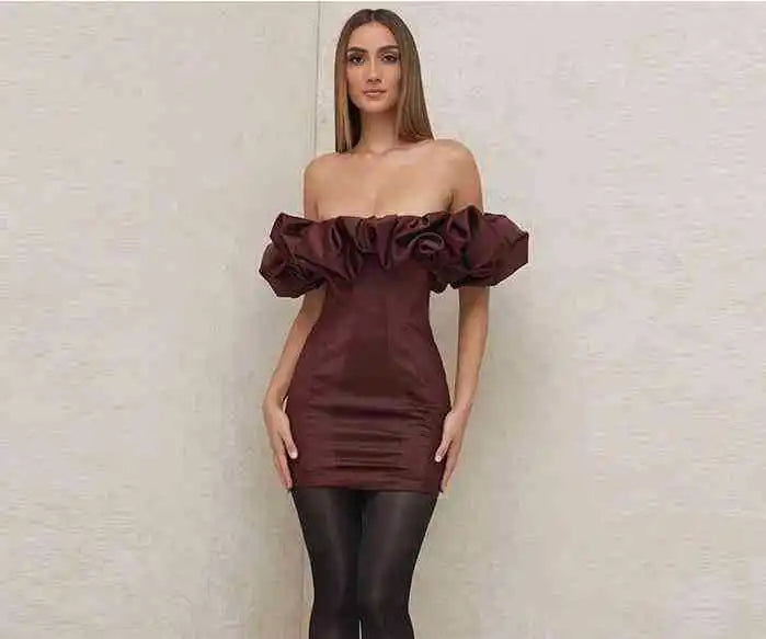Summer Dress Women New Arrivals Ruffle Off The Shoulder Bodycon Dress House of Cb Black Evening Party Dress