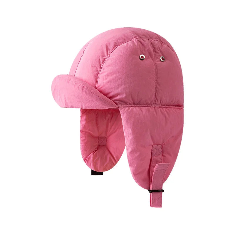 maoxiangshop - Down Cotton Bomber Hats for Women Winter Windproof Ear Protection Cap Warm Thick Motorcycle Lining Korean Solid Cycling Ski Hat