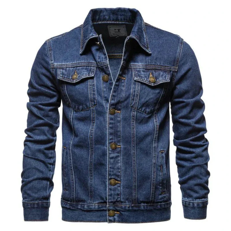 maoxiangshop New Autumn Men's Casual Workwear Jeans Jacket Loose Casual Versatile Youthful Male Solid Color Tops Dnim Mens Outwear