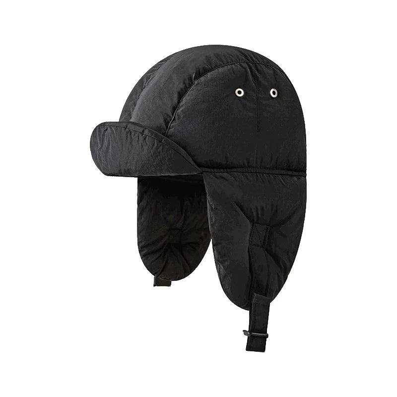 maoxiangshop - Down Cotton Bomber Hats for Women Winter Windproof Ear Protection Cap Warm Thick Motorcycle Lining Korean Solid Cycling Ski Hat