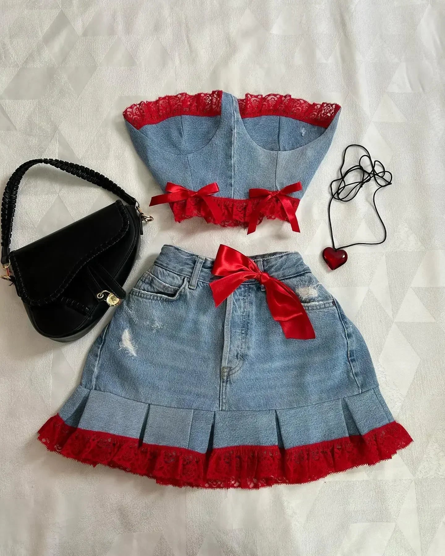 maoxiangshop - Y2K Harajuku Gothic Leather Jacket Casual Skirts Gothic Fashion Leather Patchwork Two Piece Clothing gothic Women Hot Sweetheart