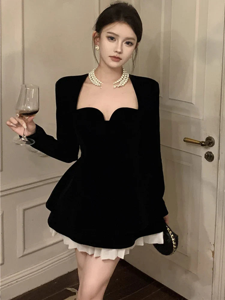 Spring Summer Women Sexy Elegant Mini Black Dresses Evening Prom Party One Piece Clothes New