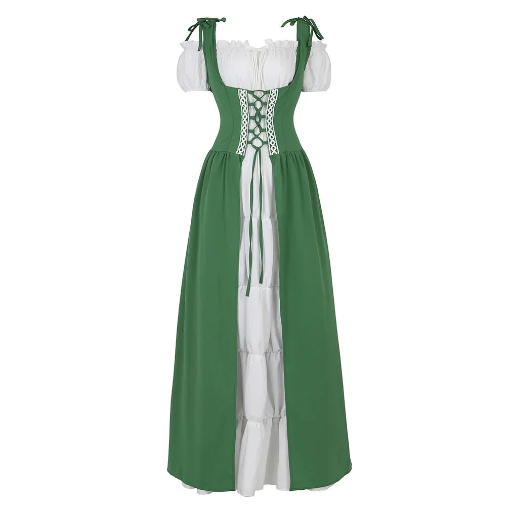 maoxiangshop - Renaissance Dress for Women Irish Medieval Dresses Victorian Female Costumes Halloween Cosplay Costume Masquerade Party Outfits