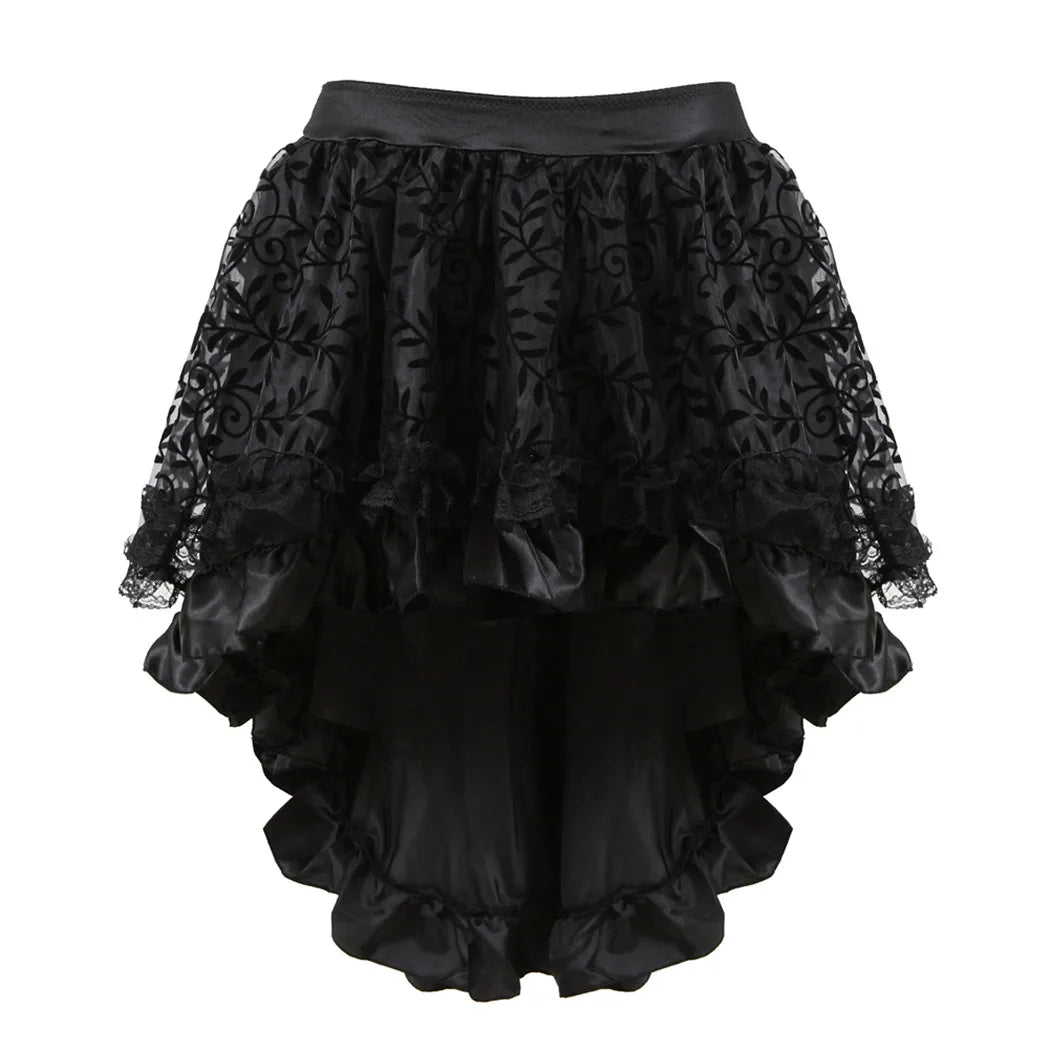 maoxiangshop - Steampunk Corset Skirt Gothic Bridal Strap Bustiers Dress Party Outfits for Women Plus Size Sexy Pirate Costumes Rave Clothes
