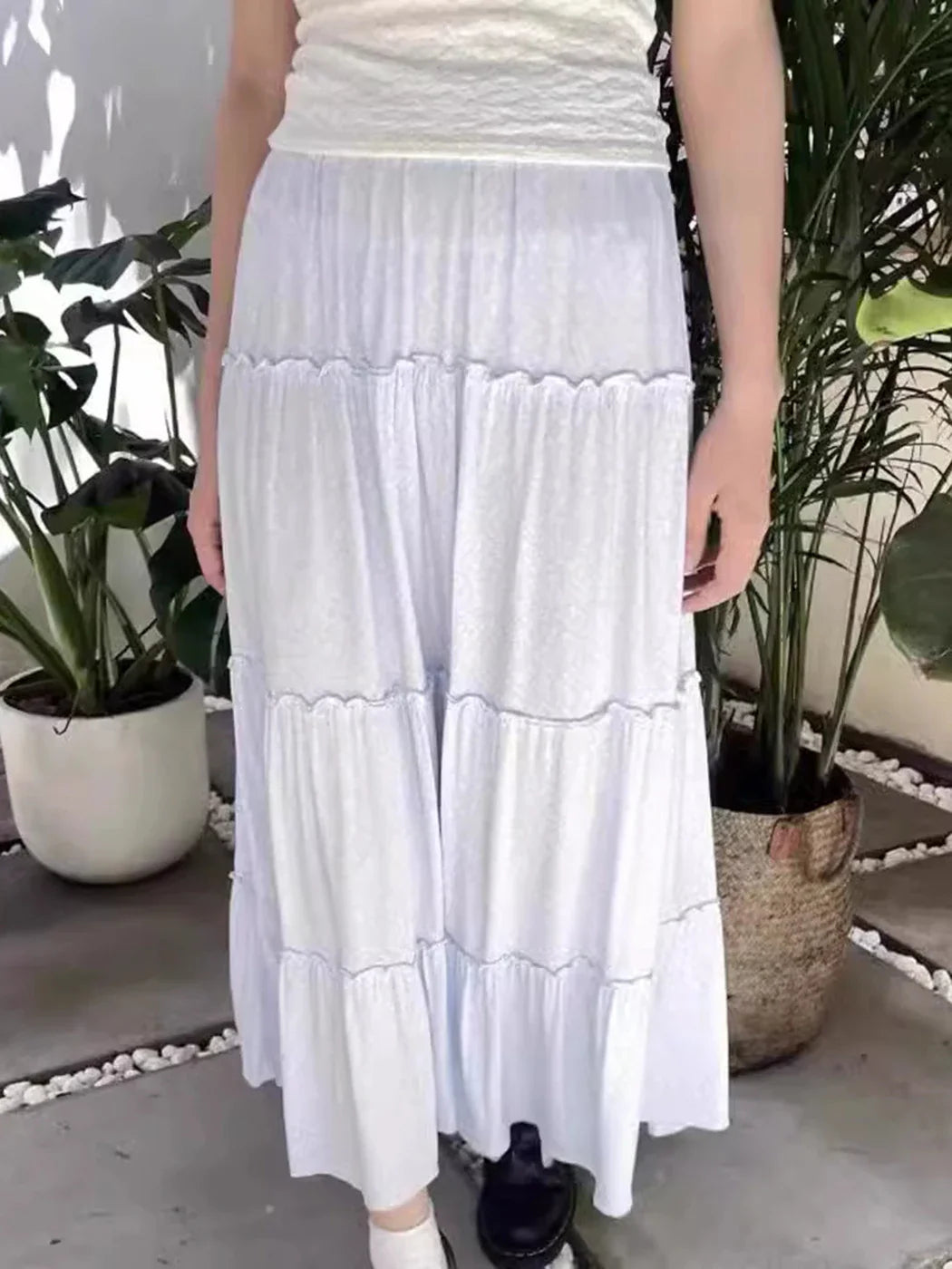 maoxiangshop - Floral Print Pleated Skirts Women Summer Trending Fashion Clothes 2024 Cotton Midi Skirts Girls Cute 2000s Y2K Long Skirt