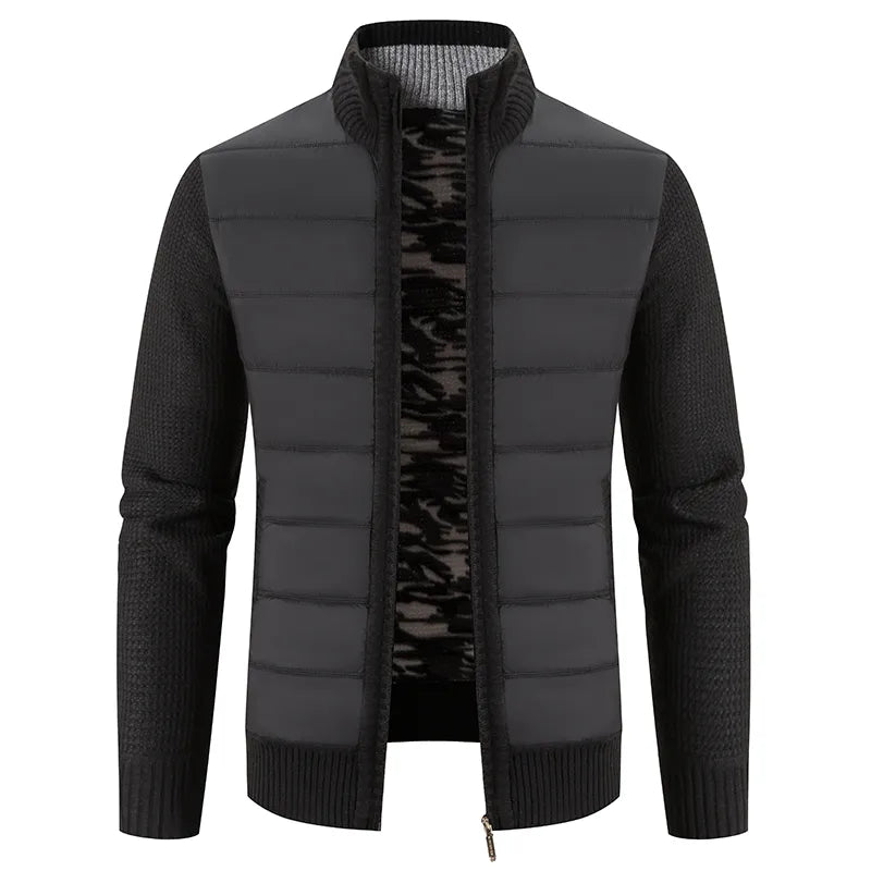 maoxiangshop Winter Thick Fleece Cardigan Men Warm Sweatercoat Fashion Patchwork Mens Knittde Sweater Jackets Casual Knitwear Outerwear Men
