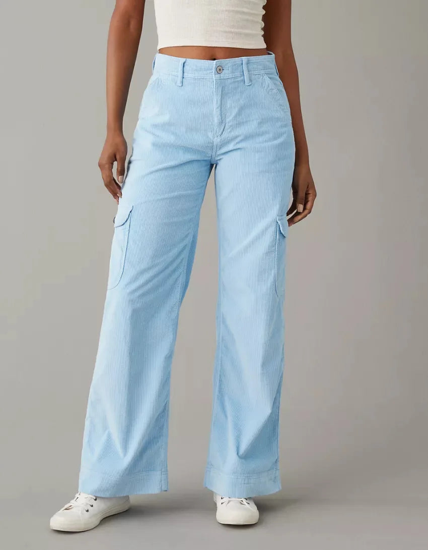 maoxiangshop - Autumn New Loose Straight Leg Pants for Women Solid Corduroy Pants Women's Casual Pants