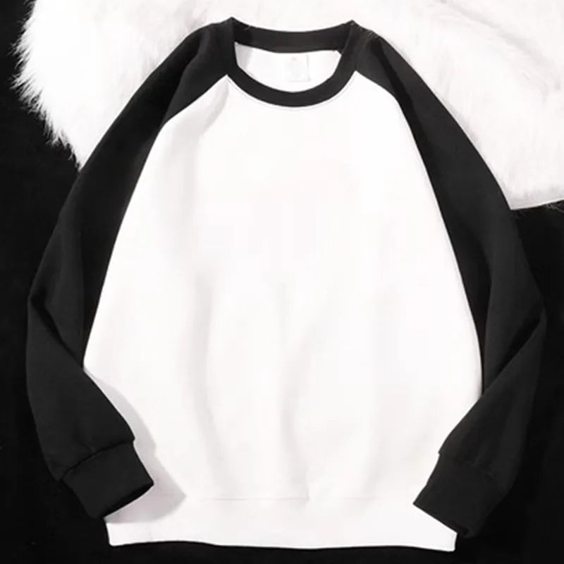 maoxiangshop 2024 Spring Autumn New Men Casual Sweatshirts Harajuku Loose Streetwear Tops O Neck Pullover Hoody Solid Mens Sweatshirts M-3XL